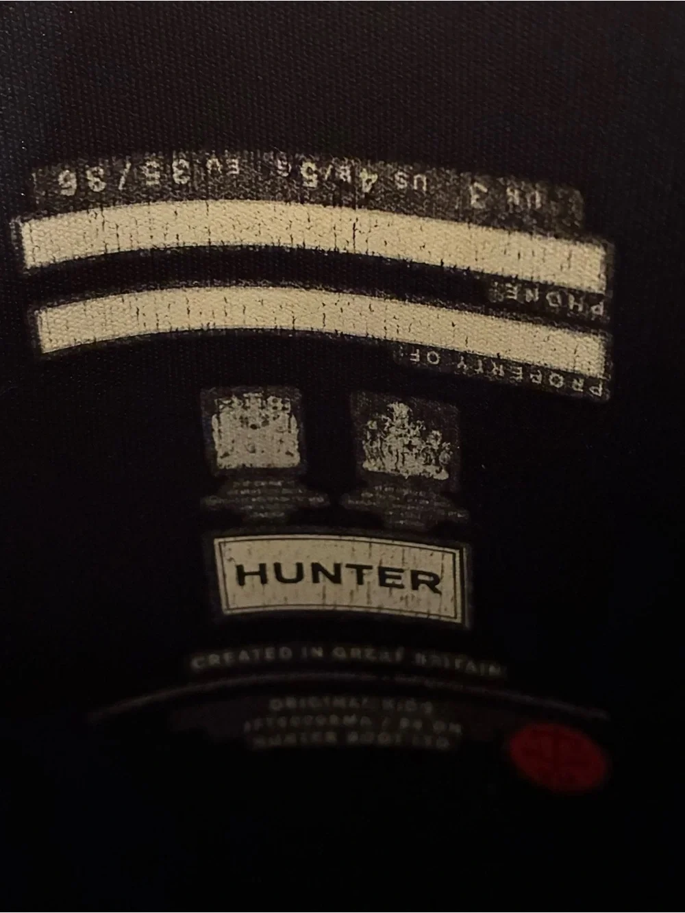 Hunter Big Kids’ Original Tall Rain Boots Black Girls Sz 5/Boys 4 Waterproof EUC